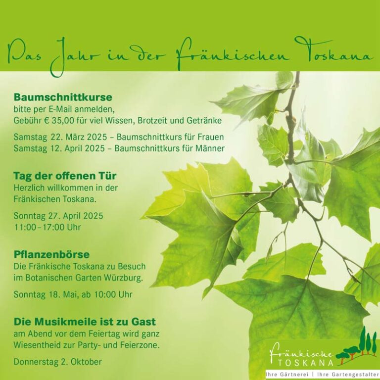 Fränkische Toskana Ihre Gärtnerei und Gartengestalter in Wiesentheid